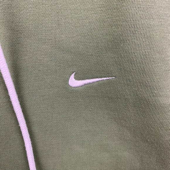 Nike Mens Sweater Small Green Hoodie Long Sleeve Solo Swoosh Heavyweight Fleece - Picture 2 of 8
